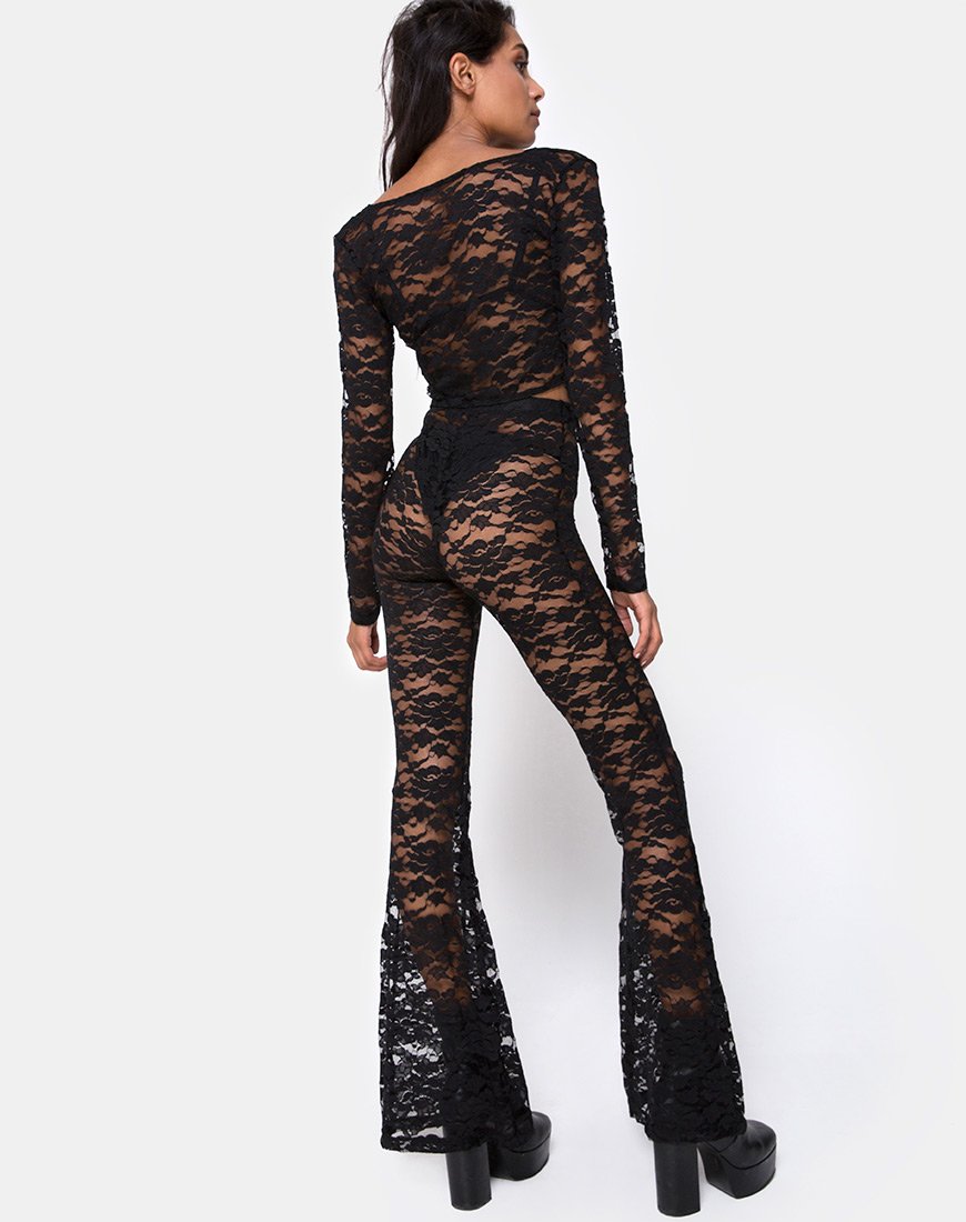 Herlom Flare Trouser in Lace black